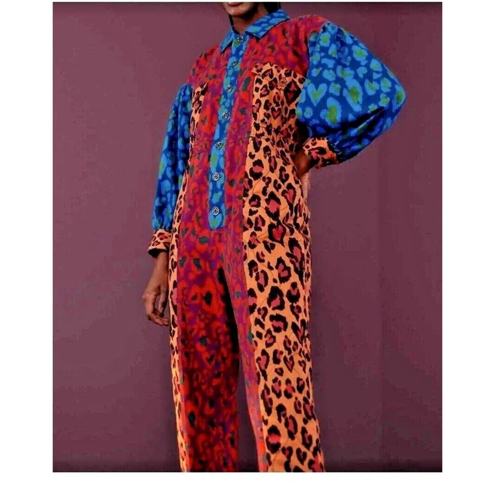 Farm Rio Leopard Retro Inspired Jumpsuit, Quilted, Medium, New! - Picture 4 of 8